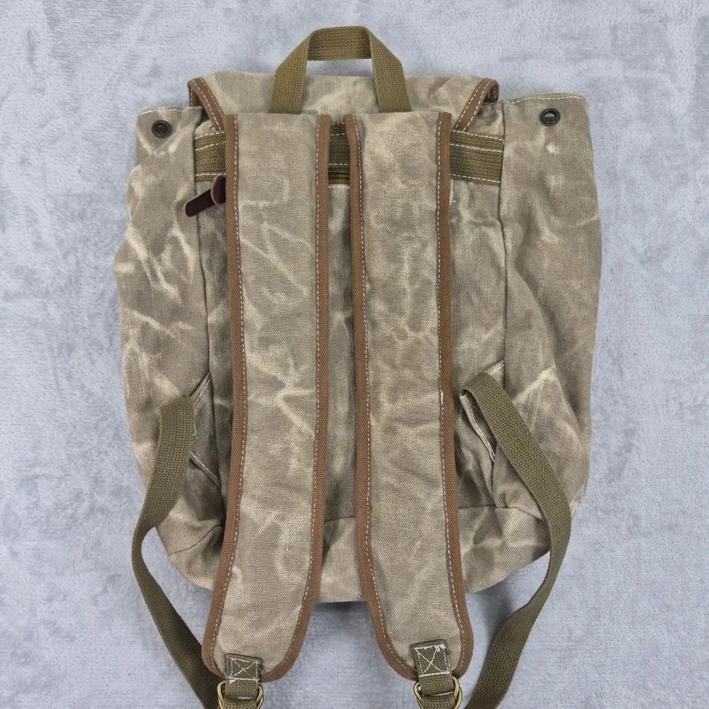 Canvas Military Rucksack Backpack Red Star Detail Mens Womens Outdoor Hiking